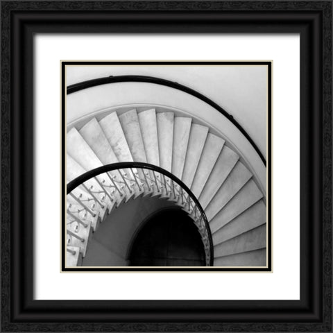 Capital Stairwell Sq. Black Ornate Wood Framed Art Print with Double Matting by Christensen, Jim