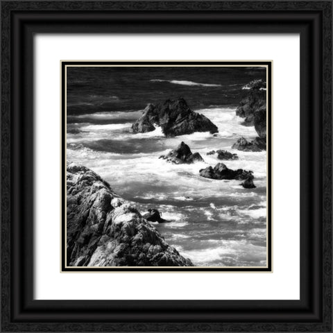 Garrapata 6 BW Square Black Ornate Wood Framed Art Print with Double Matting by Hausenflock, Alan