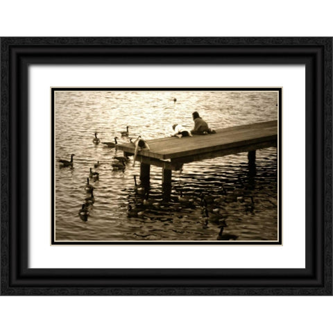 Feeding the Geese I Black Ornate Wood Framed Art Print with Double Matting by Hausenflock, Alan