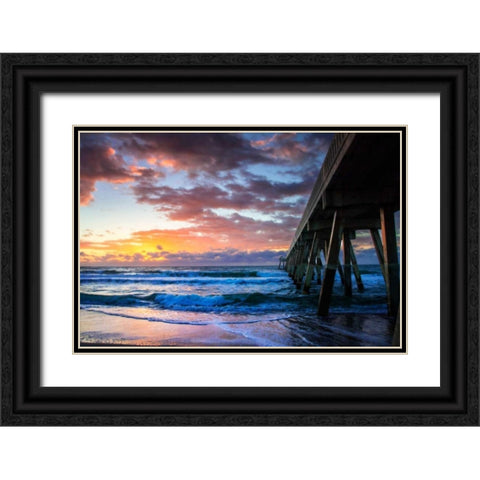 Mercers Pier I Black Ornate Wood Framed Art Print with Double Matting by Hausenflock, Alan