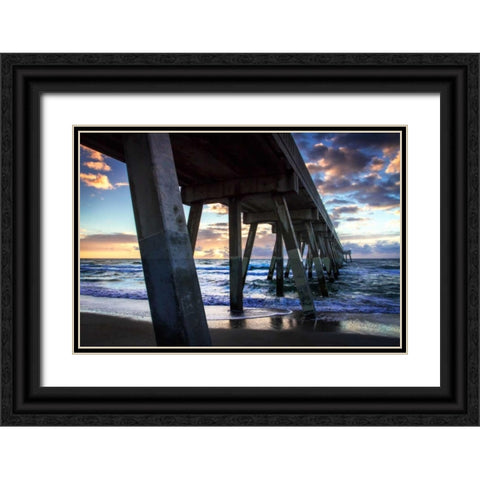 Mercers Pier II Black Ornate Wood Framed Art Print with Double Matting by Hausenflock, Alan