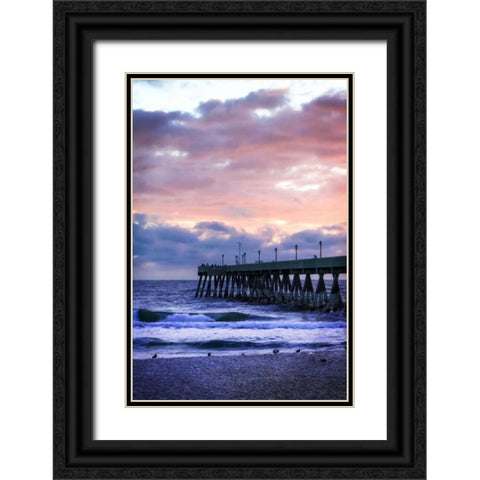 Mercers Pier III Black Ornate Wood Framed Art Print with Double Matting by Hausenflock, Alan