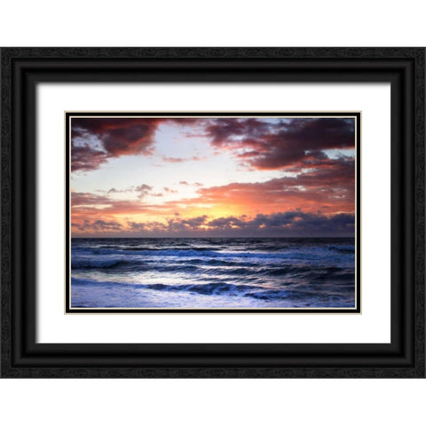 Ocean Sunrise I Black Ornate Wood Framed Art Print with Double Matting by Hausenflock, Alan