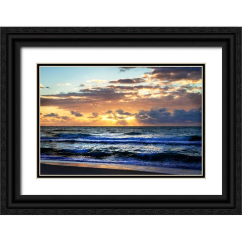 Ocean Sunrise II Black Ornate Wood Framed Art Print with Double Matting by Hausenflock, Alan