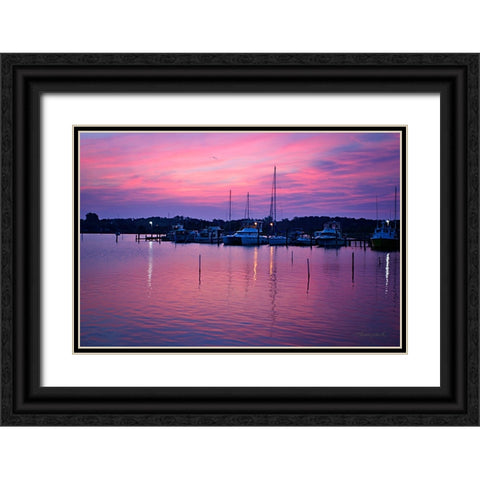 Harbor Sunrise Black Ornate Wood Framed Art Print with Double Matting by Hausenflock, Alan