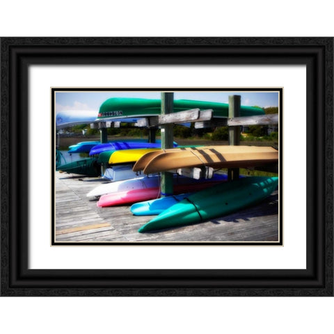Kayaks II Black Ornate Wood Framed Art Print with Double Matting by Hausenflock, Alan