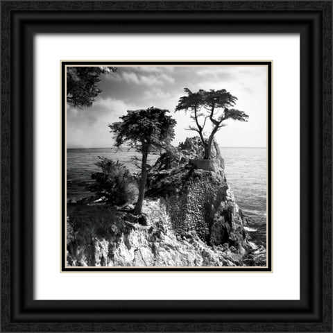 Ocean Cliff Square I Black Ornate Wood Framed Art Print with Double Matting by Hausenflock, Alan