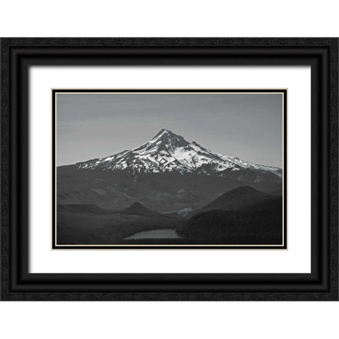 BW Mt. Hood Black Ornate Wood Framed Art Print with Double Matting by Kidd, Brian