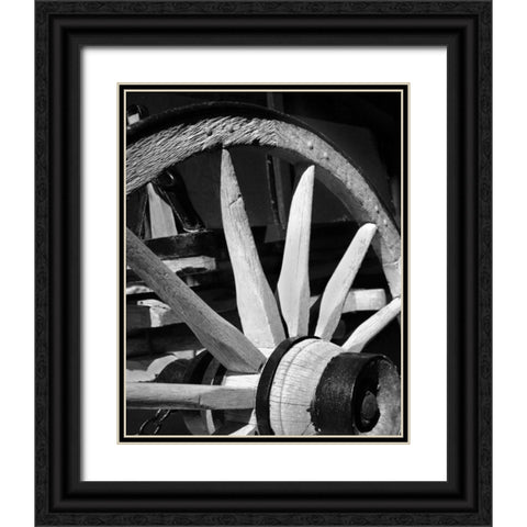 Wagon Wheel I Black Ornate Wood Framed Art Print with Double Matting by Larson, Scott