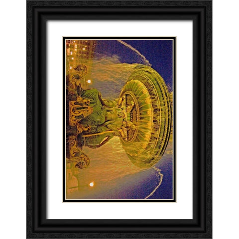 Golden Fountain I Black Ornate Wood Framed Art Print with Double Matting by Love, Maureen