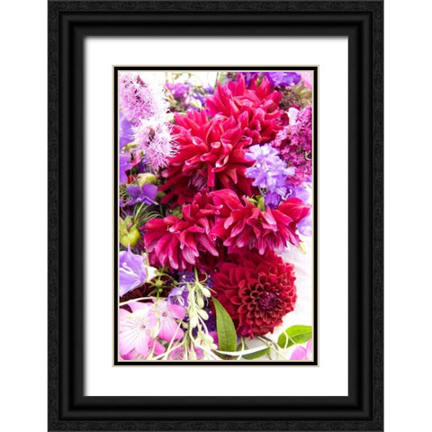 Fuschia Dalhia I Black Ornate Wood Framed Art Print with Double Matting by Love, Maureen