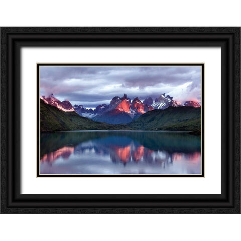 Dawn Torres del Paine Black Ornate Wood Framed Art Print with Double Matting by Malvin, Larry
