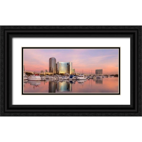 San Diego Waterfront II Black Ornate Wood Framed Art Print with Double Matting by Mahan, Kathy