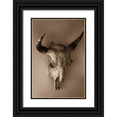 Steer Skull Black Ornate Wood Framed Art Print with Double Matting by Mahan, Kathy