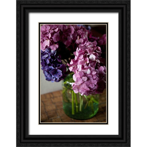 Hydrangeas VI Black Ornate Wood Framed Art Print with Double Matting by Millet, Karyn