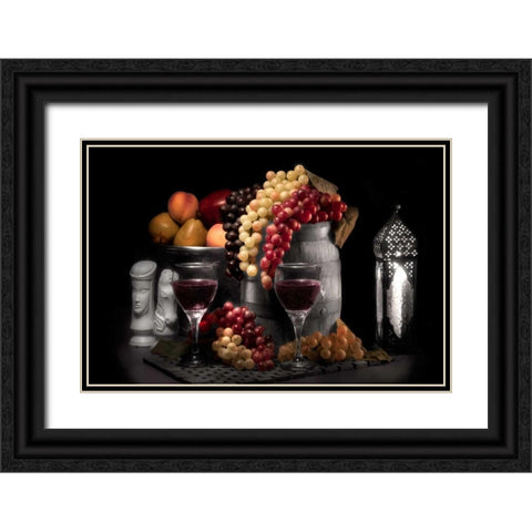 Wine and Fruit Black Ornate Wood Framed Art Print with Double Matting by McNemar, C. Thomas
