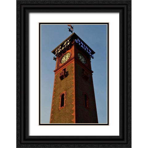 Clock Tower Black Ornate Wood Framed Art Print with Double Matting by Moore, Brian