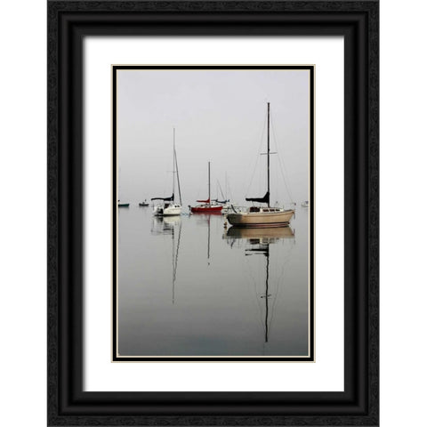 Red Sailboat I Black Ornate Wood Framed Art Print with Double Matting by Putman, Tammy