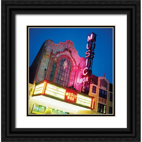 Music Box Theatre Black Ornate Wood Framed Art Print with Double Matting by Stefko, Bob