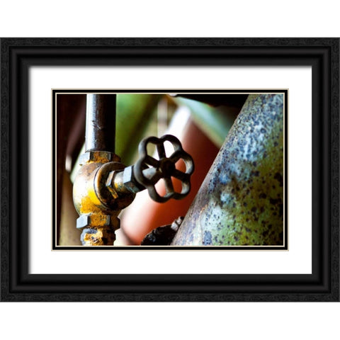 Pipe and Valve Black Ornate Wood Framed Art Print with Double Matting by Styber, Dana