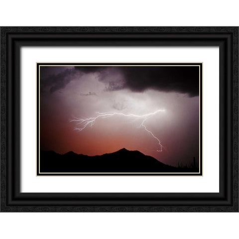 Mountian Lightning Black Ornate Wood Framed Art Print with Double Matting by Taylor, Douglas