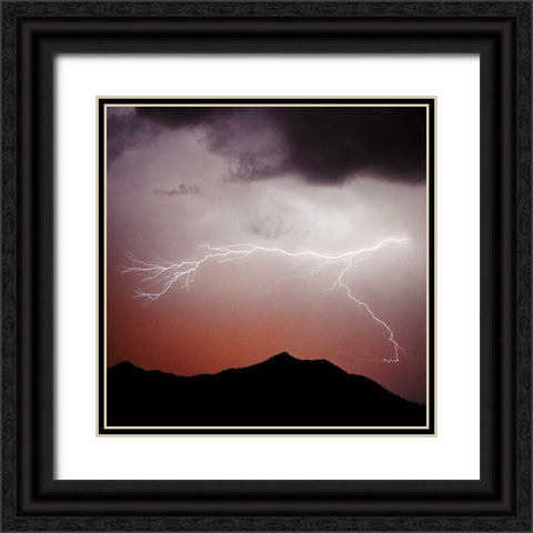 Mountian Lightning Sq. Black Ornate Wood Framed Art Print with Double Matting by Taylor, Douglas