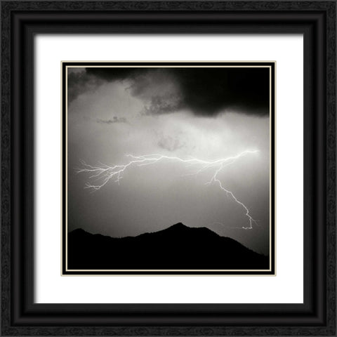 Mountain Lightning Sq. BW Black Ornate Wood Framed Art Print with Double Matting by Taylor, Douglas