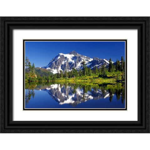 Shuksan Reflections I Black Ornate Wood Framed Art Print with Double Matting by Taylor, Douglas