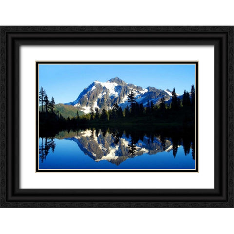 Shuksan Reflections II Black Ornate Wood Framed Art Print with Double Matting by Taylor, Douglas