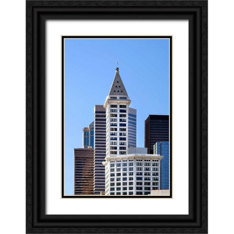 Smith Tower Black Ornate Wood Framed Art Print with Double Matting by Taylor, Douglas