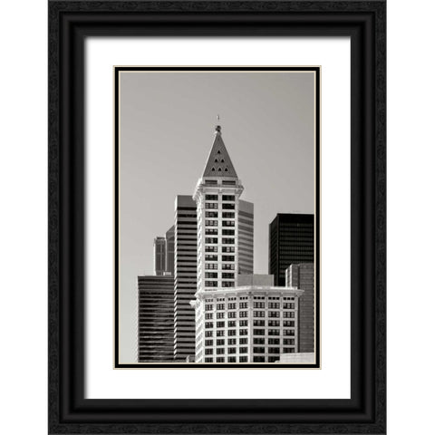 Smith Tower BW Black Ornate Wood Framed Art Print with Double Matting by Taylor, Douglas
