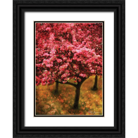 Pink Cherry Tree Black Ornate Wood Framed Art Print with Double Matting by Geyman, Vitaly