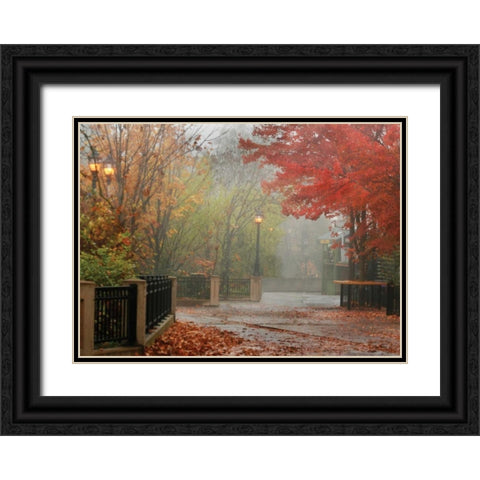 Fall Plaza I Black Ornate Wood Framed Art Print with Double Matting by Geyman, Vitaly