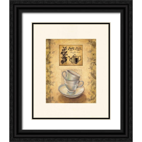 Tea for Two Black Ornate Wood Framed Art Print with Double Matting by Sjodin, Valerie