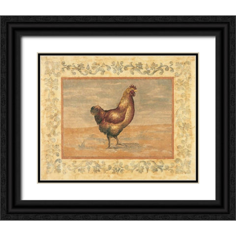 Hen Black Ornate Wood Framed Art Print with Double Matting by Schippel, Banafshe