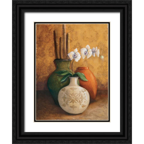 Modern Orchid I Black Ornate Wood Framed Art Print with Double Matting by 3 Bamboo Studio