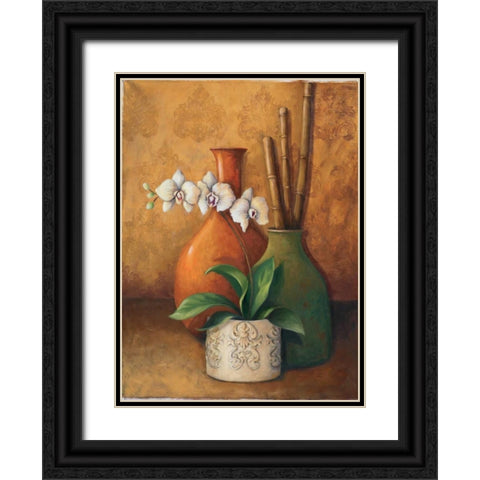 Modern Orchid II Black Ornate Wood Framed Art Print with Double Matting by 3 Bamboo Studio