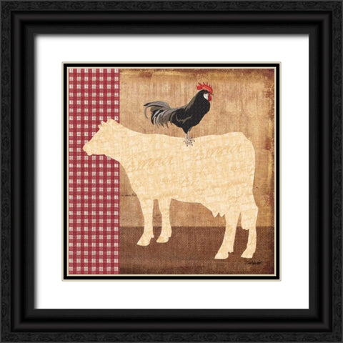 Cow Black Ornate Wood Framed Art Print with Double Matting by Williams, Todd