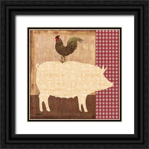 Pig Black Ornate Wood Framed Art Print with Double Matting by Williams, Todd