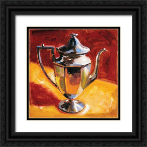 Tea Pot III Black Ornate Wood Framed Art Print with Double Matting by Waldron, Sarah