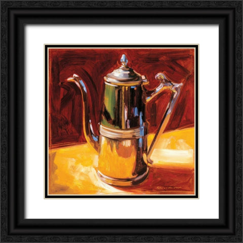 Tea Pot IV Black Ornate Wood Framed Art Print with Double Matting by Waldron, Sarah