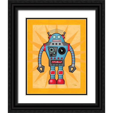 Robot I Black Ornate Wood Framed Art Print with Double Matting by Woo, Teresa