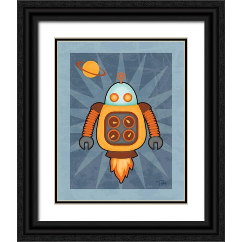 Robot III Black Ornate Wood Framed Art Print with Double Matting by Woo, Teresa