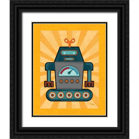 Robot IV Black Ornate Wood Framed Art Print with Double Matting by Woo, Teresa