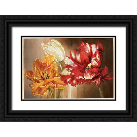 Tulips Black Ornate Wood Framed Art Print with Double Matting by Werbelow, Selina
