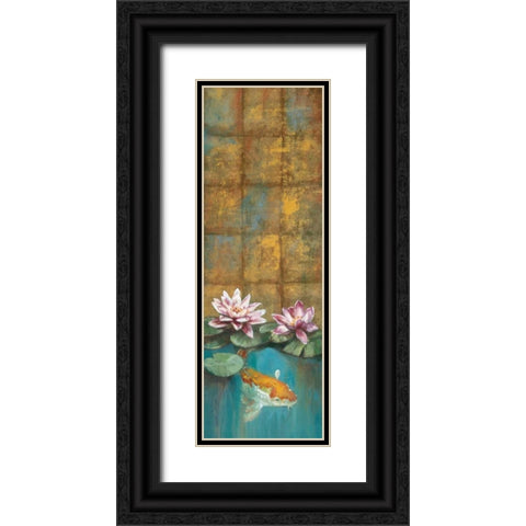 Golden Koi I Black Ornate Wood Framed Art Print with Double Matting by Werbelow, Selina
