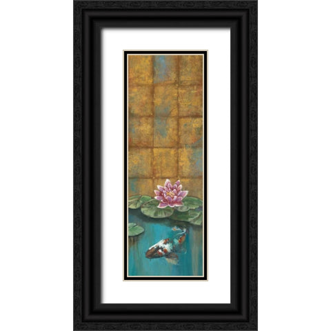 Golden Koi II Black Ornate Wood Framed Art Print with Double Matting by Werbelow, Selina