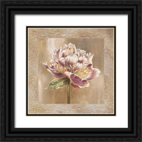 Pivoines I Black Ornate Wood Framed Art Print with Double Matting by Werbelow, Selina