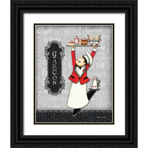 Garcon Black Ornate Wood Framed Art Print with Double Matting by Wright, Sydney