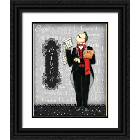 Maitre D Black Ornate Wood Framed Art Print with Double Matting by Wright, Sydney